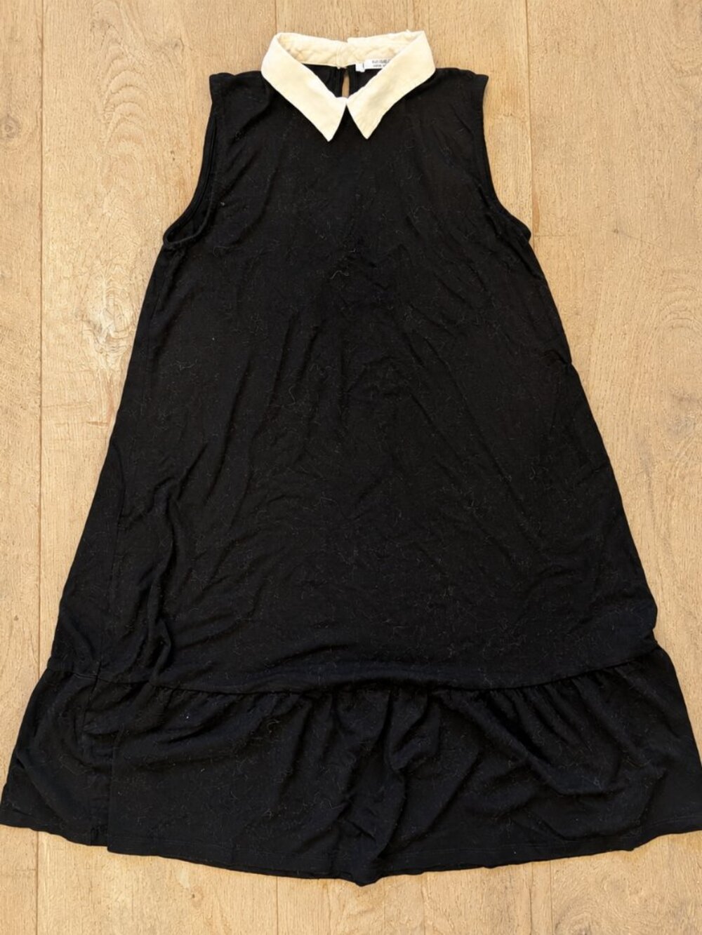 Pull&Bear Black White Collar Sleeveless Drop Waist Mini Dress S